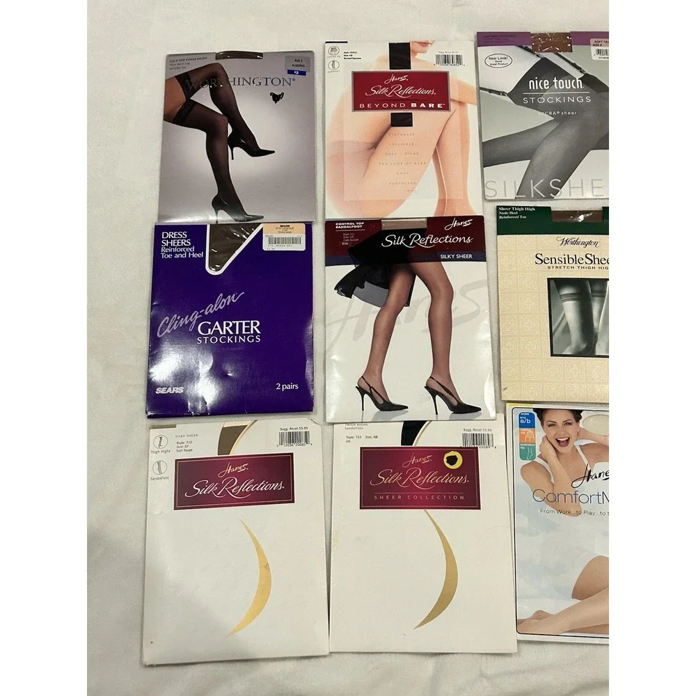 VTG Pantyhose Tights Panties‎ Lot of 12 Various Colors & Sizes
